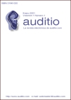 Cover Auditio. Blue ear and auditio logo