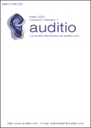 Portada Auditio. Oreja azul y logo de auditio en minusculas